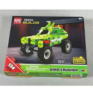 Block Tech Tech Builds Dino Crusher 136 Piece Green Off-Road Truck Building Set